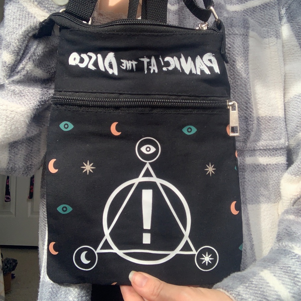 black panic! at the disco adjustable crossbody or shoulder bag